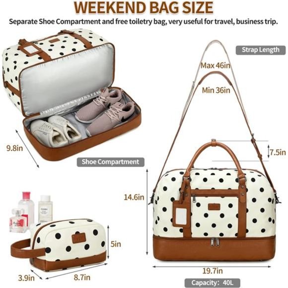 Weekender Bags for Women Large Overnight Bag Weekend Travel Duffel Bag - Picture 4 of 7